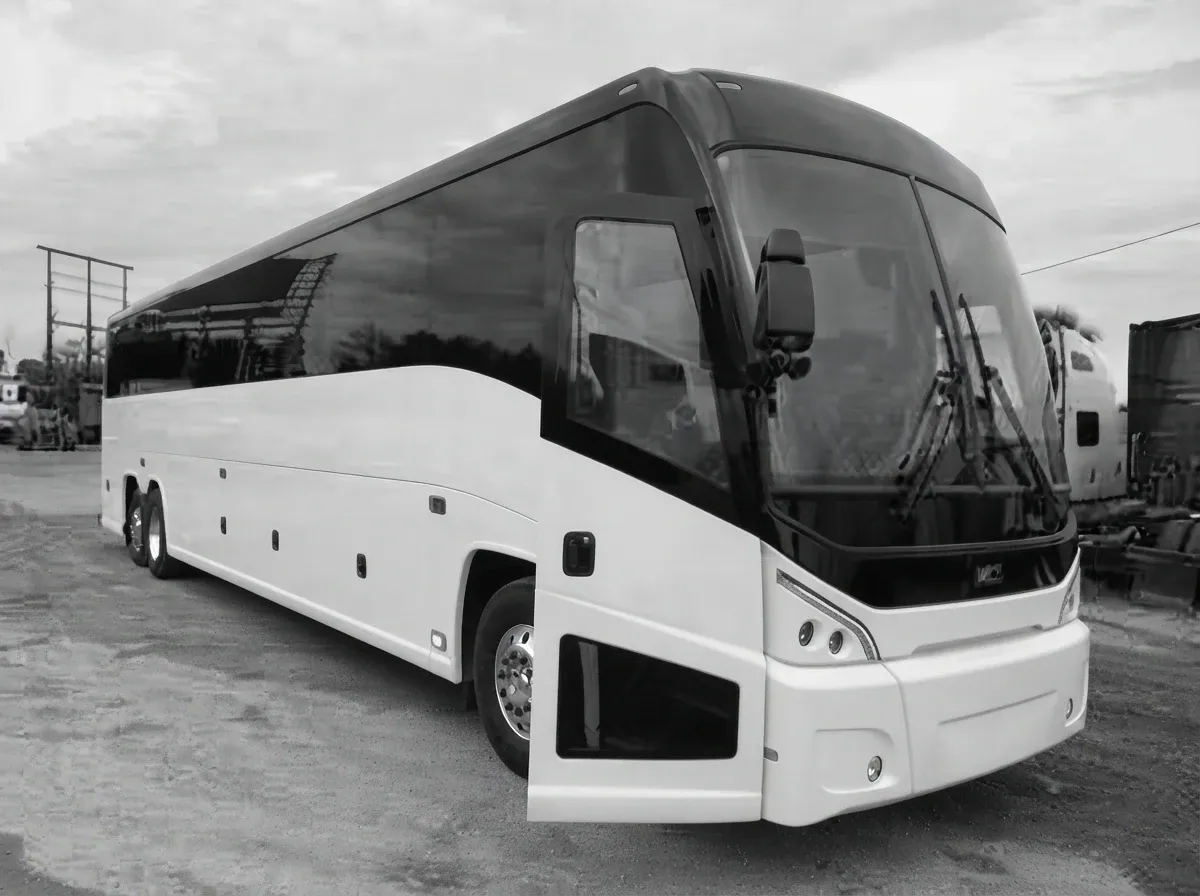 56 Passenger Luxury Motor Coach (white) – yours to rent