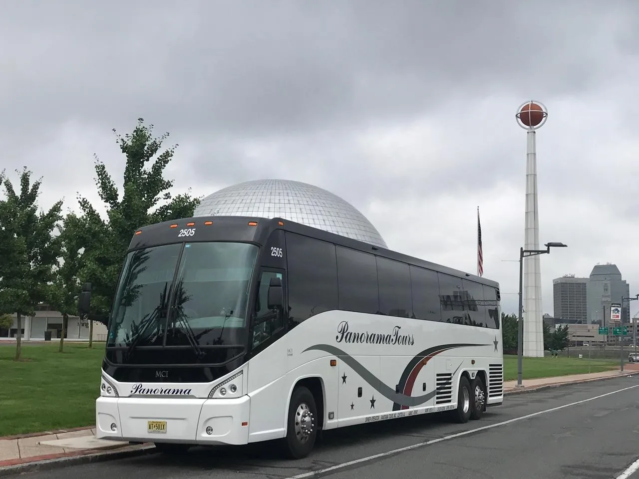 White Luxury 56 Passenger Coach for charter bus rental