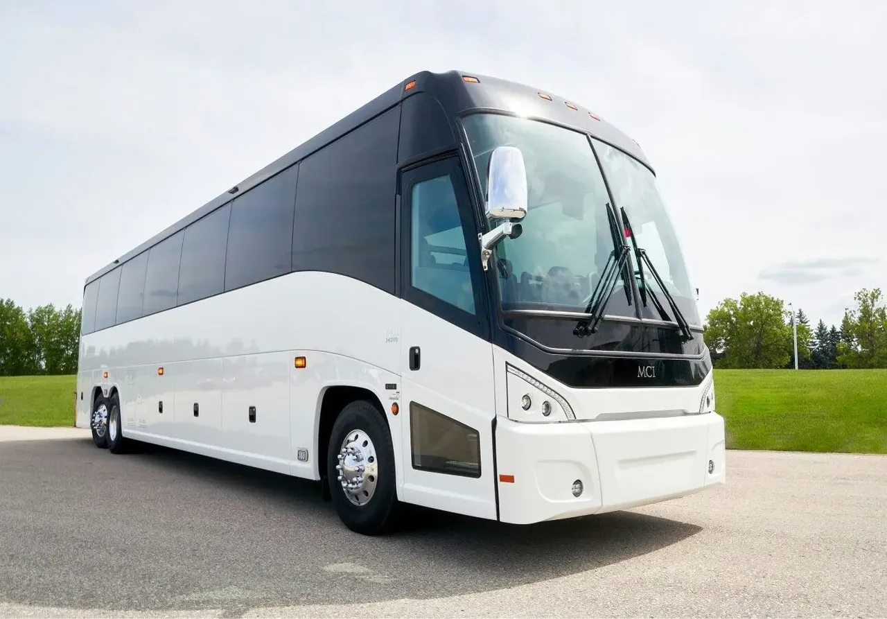 White MCI J4500 Charter Coach for charter bus rental in Sacramento, CA