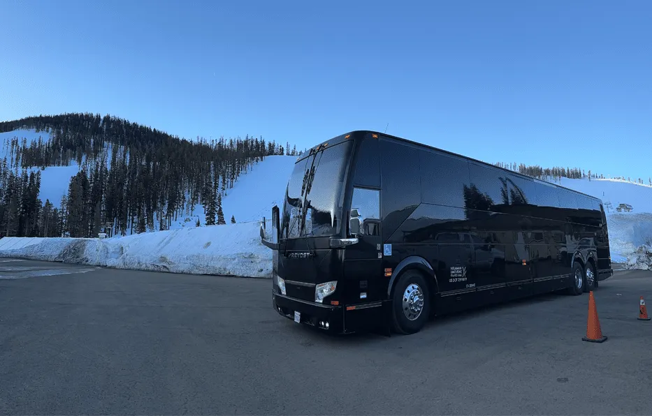 Black Prevost Motorcoach, photo 2 for charter bus rental in California