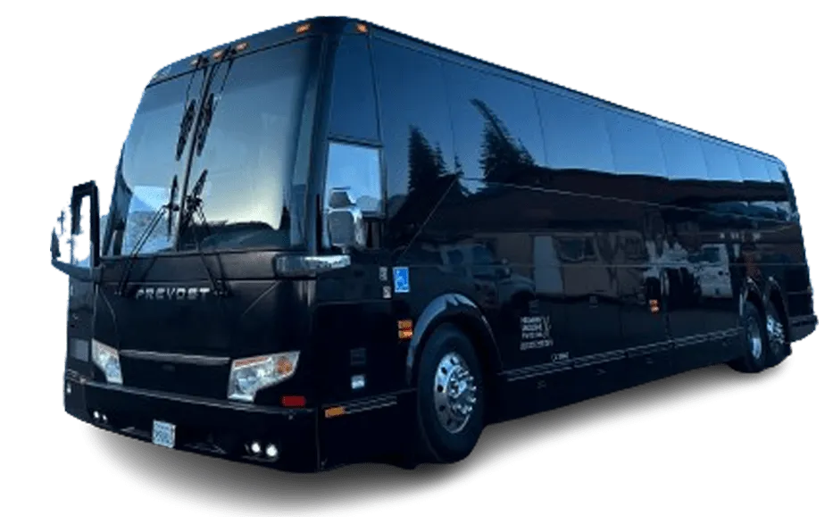 Black Prevost Motorcoach for charter bus rental in California